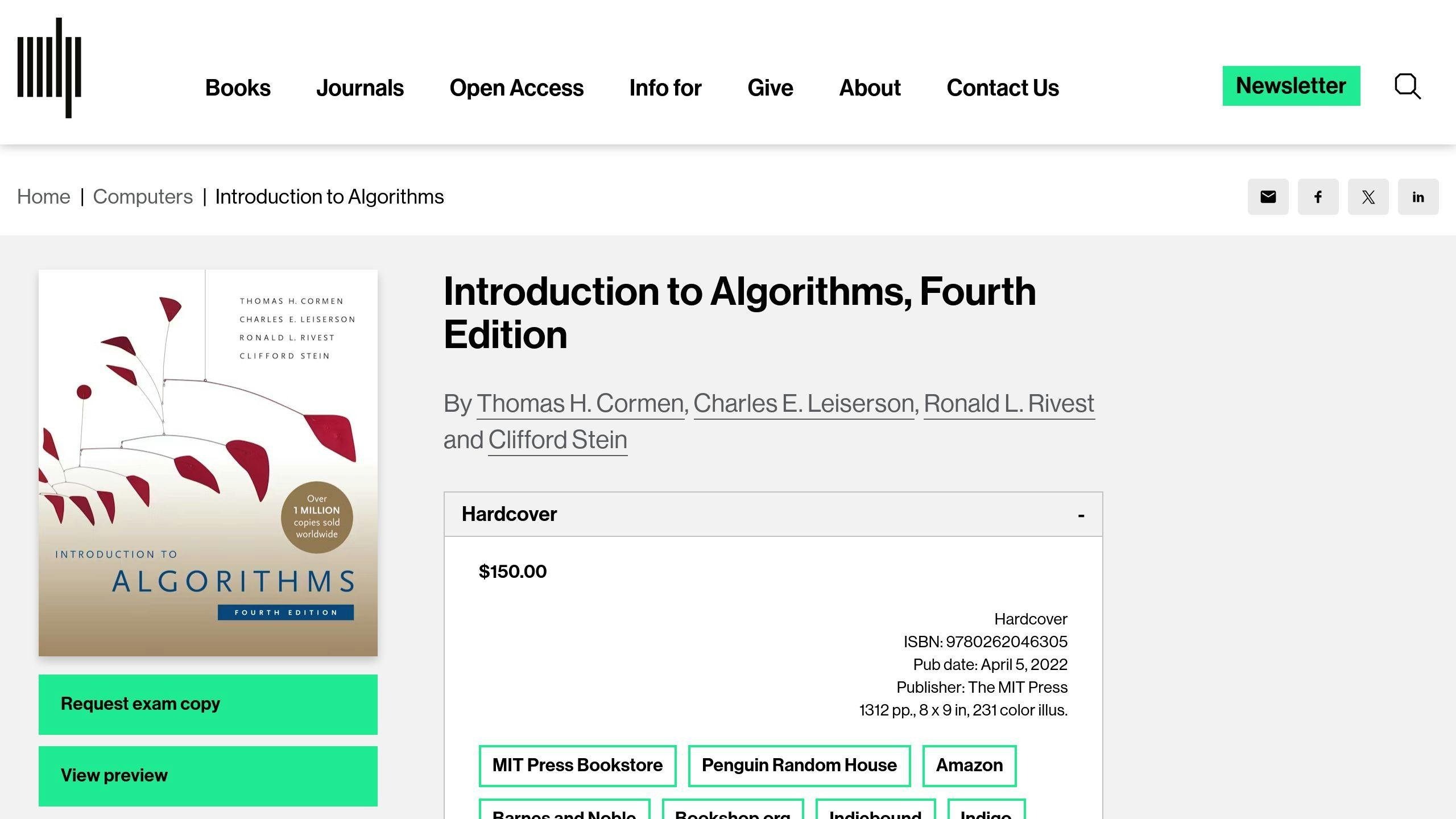 Introduction to Algorithms Book Cover