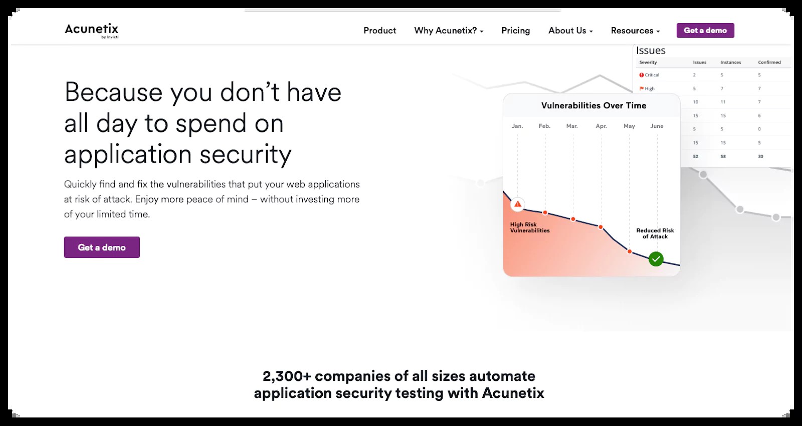 Acunetix vulnerability scan result
