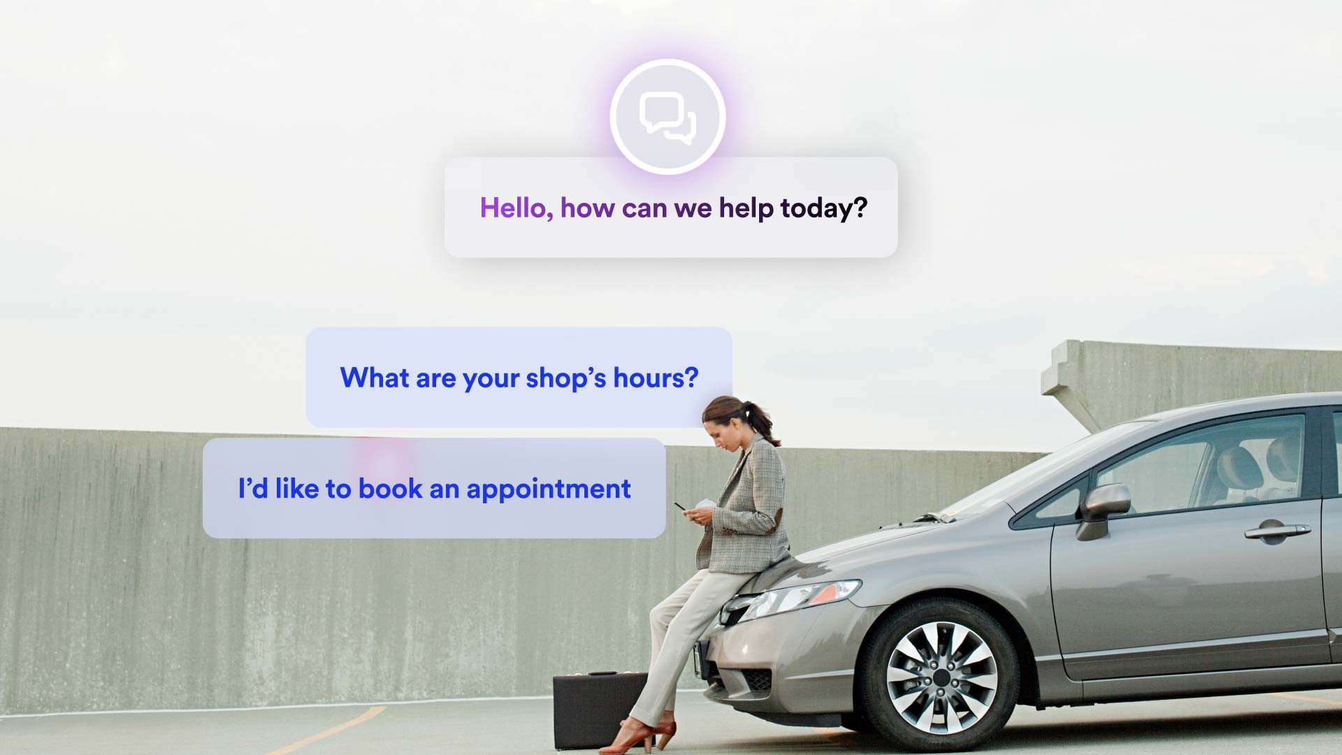 Mechanic using car repair software with AI