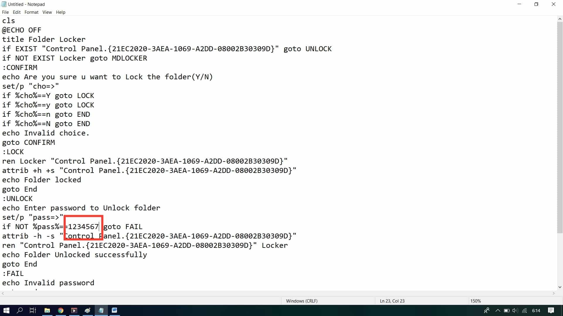 Modify Password in Script