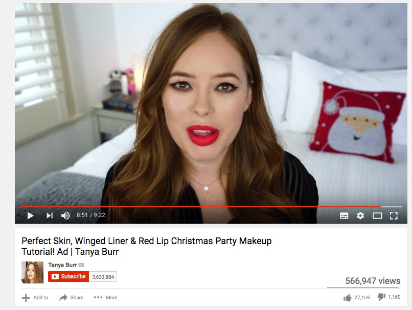 Tanya Burr red lips scary eyeliner inspired auto repair tutorials