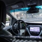 Self-driving car equipped with sensors