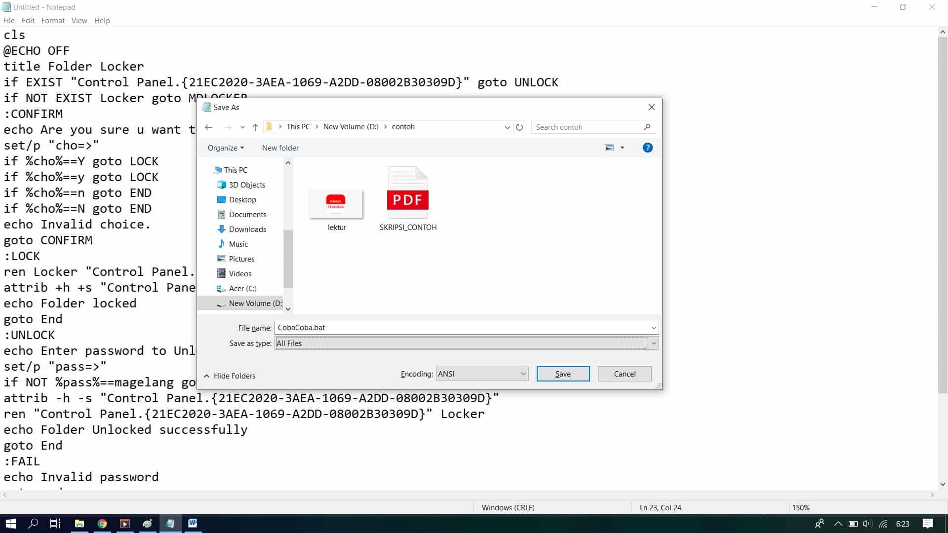 Save File as .bat