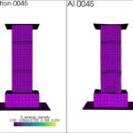 Side-by-side visualization of a crashbox's deformation over time