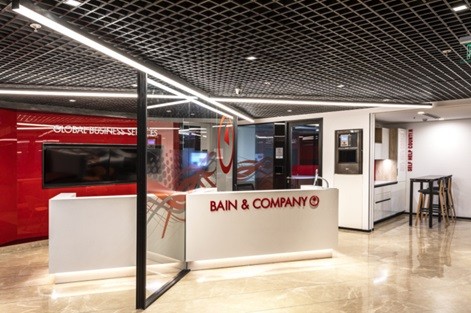 Bain and Company workspace emphasizing a modern, open plan designed for collaboration