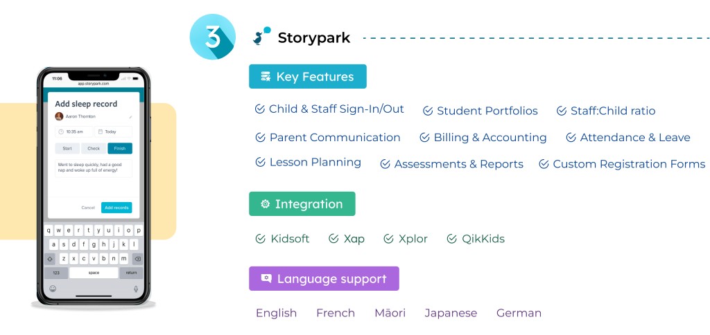 Storypark interface emphasizing parent communication
