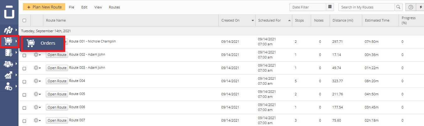 Order Management in Routing Software