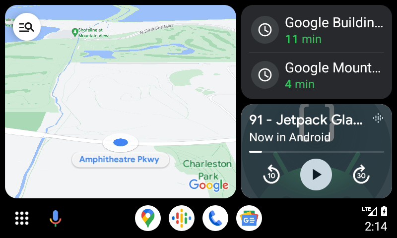 Android Auto powered by a phone and running on a car