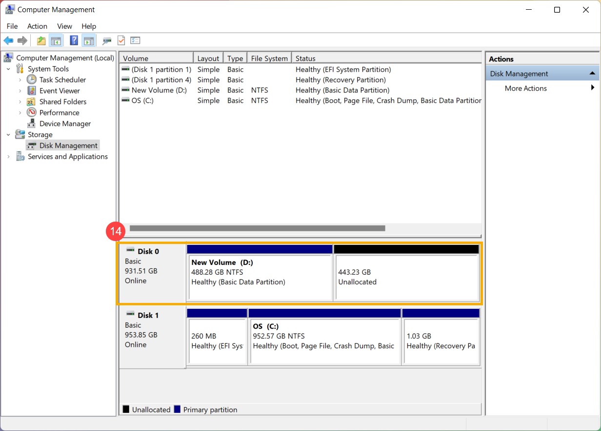Check the new partition