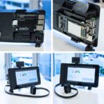 Collage of images showcasing a Raspberry Pi installation in a car dashboard for a carputer setup.