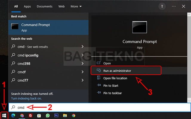 Run Command Prompt as administrator to activate Windows 10