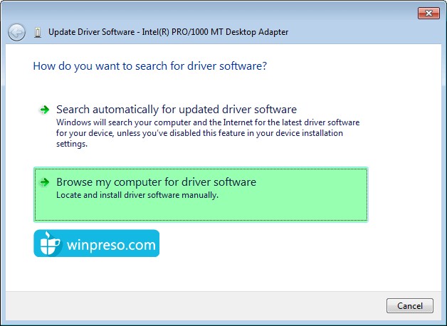 Browse for Driver Software