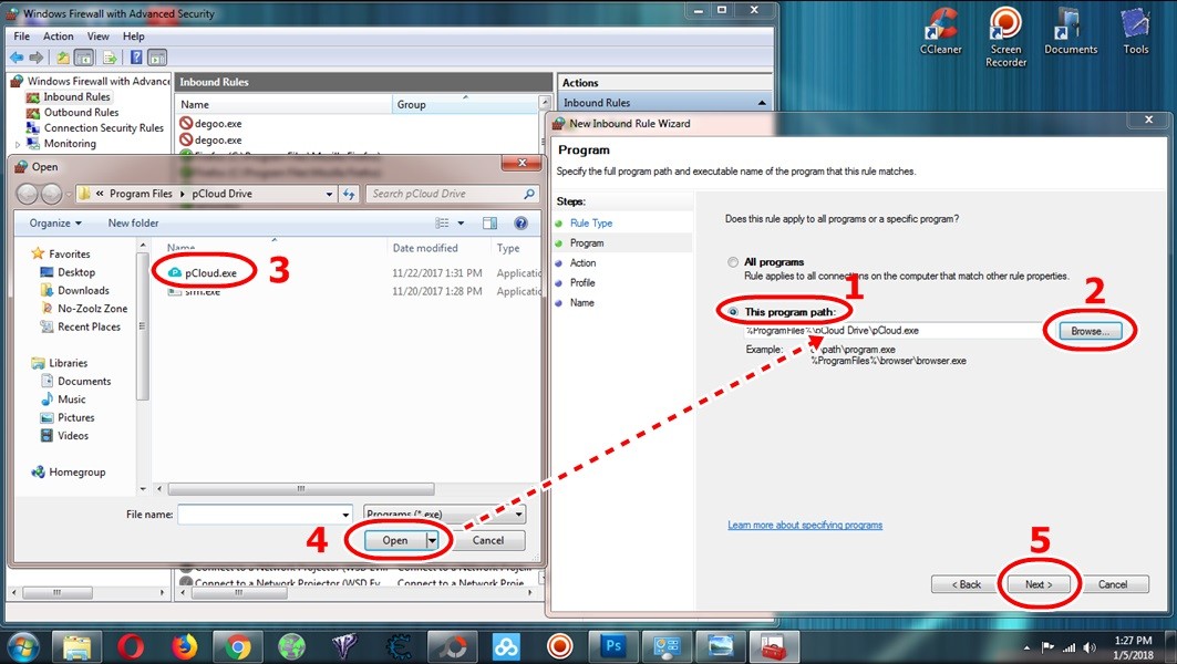 Specifying the program path