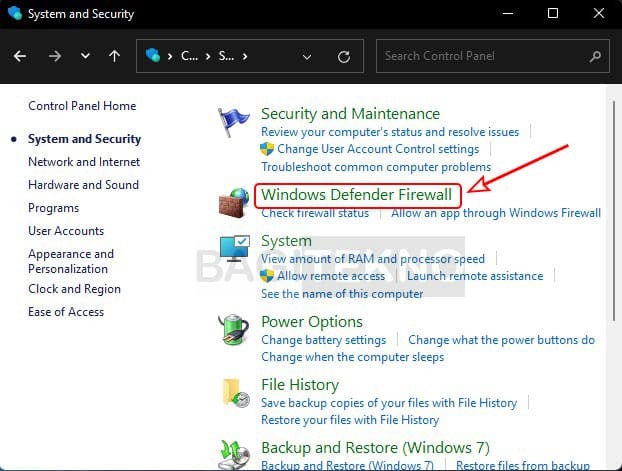 Open Windows Firewall