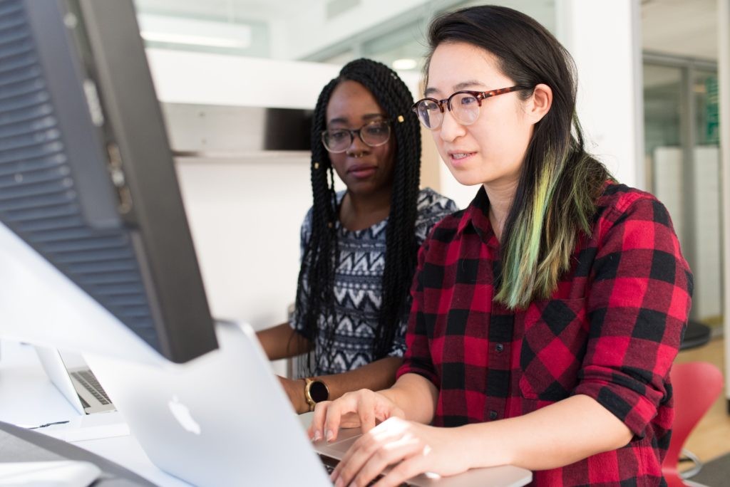 Software developer working on code