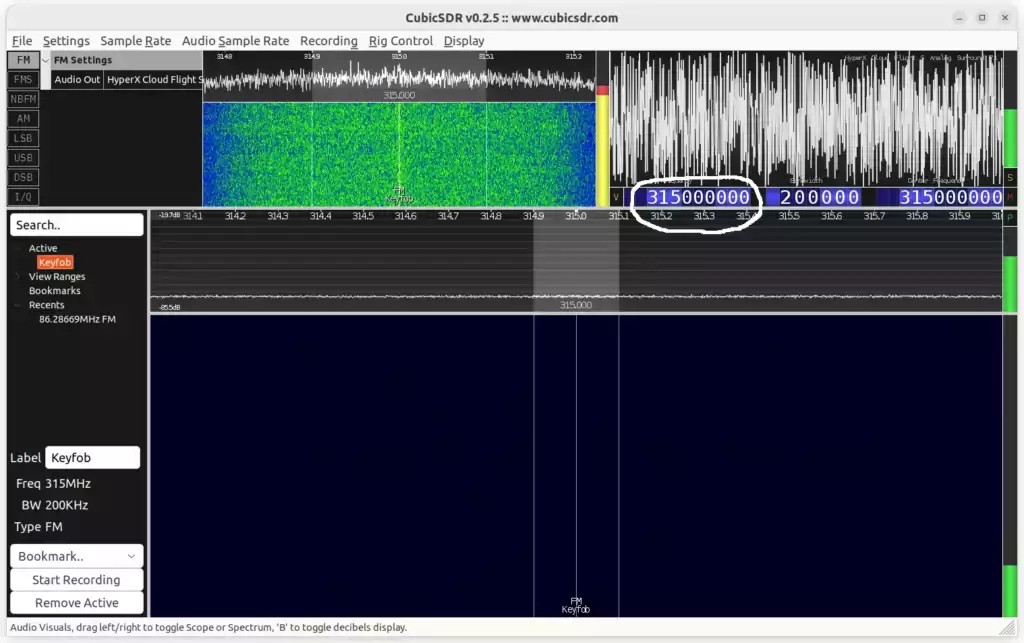CubicSDR – Before Intercept (Quiet)