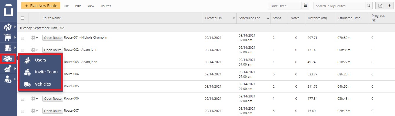 Team Management in Routing Software