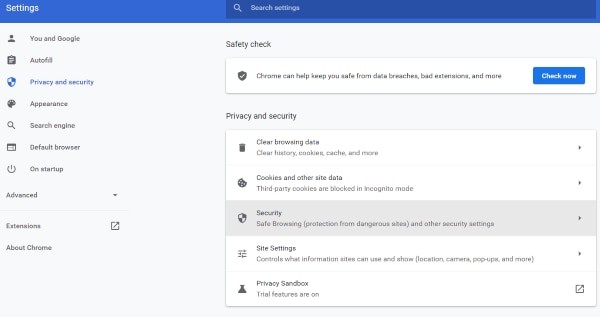 Blocking ads in Chrome settings