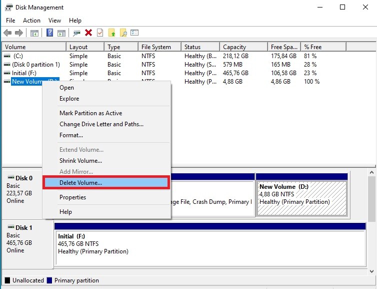 Unallocated partition in Disk Management