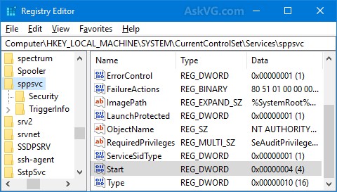 Disable SppSvc Process Windows 10