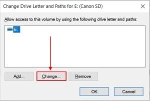 Changing the drive letter