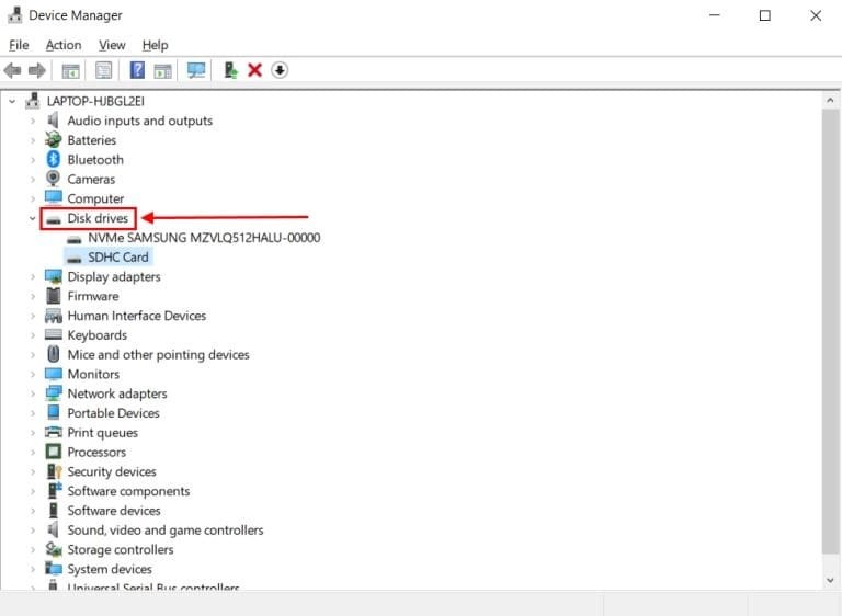Selecting the corrupted SD card
