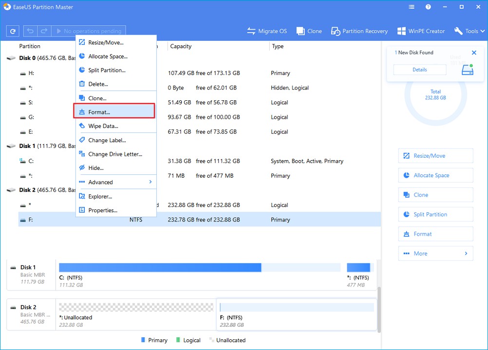 format partition 1