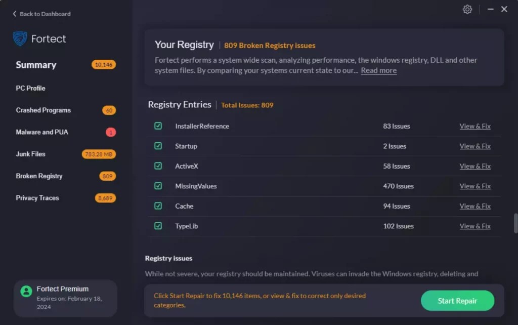 Fortect registry repair