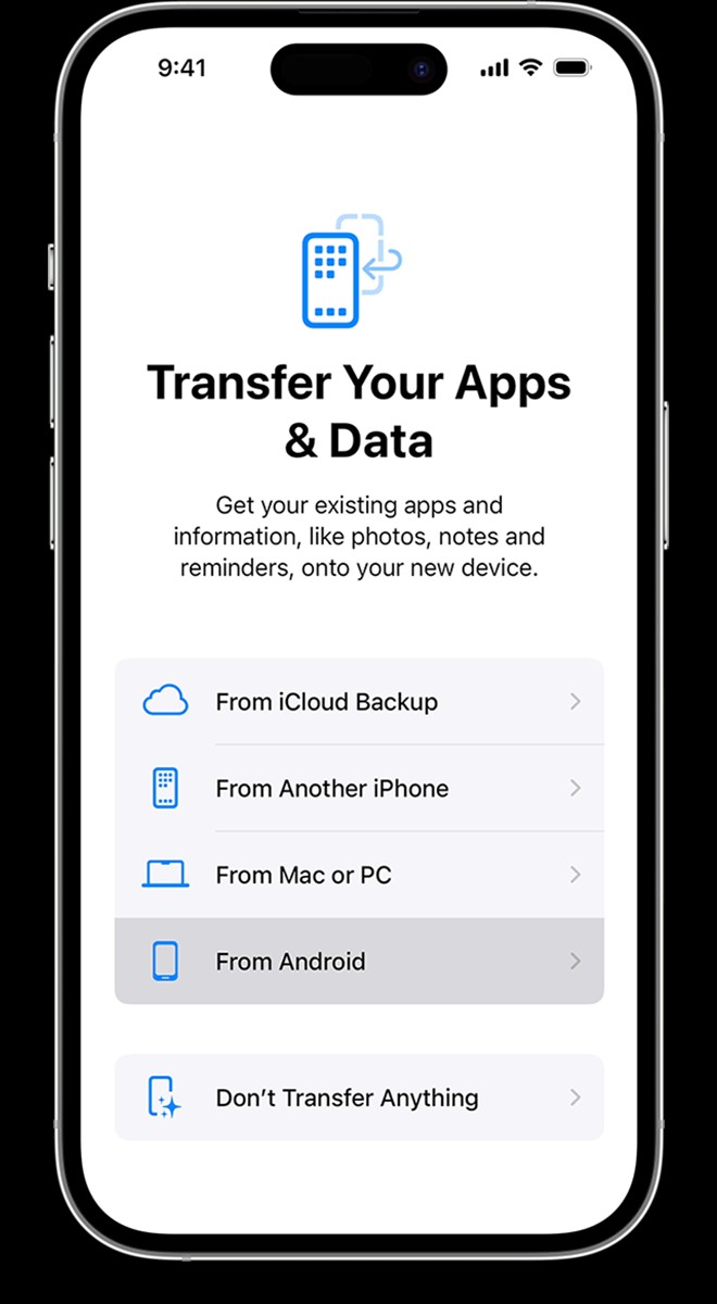 Move Data from Android option