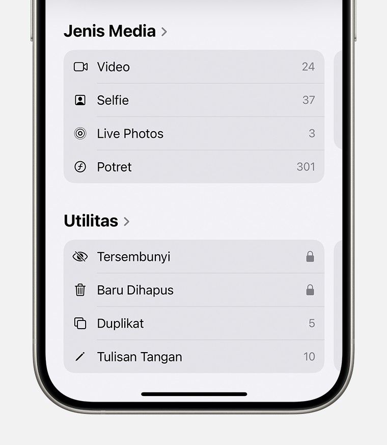 Hidden Album highlighted in the Utilities section