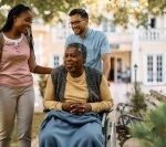 Long-term care facility walking outside