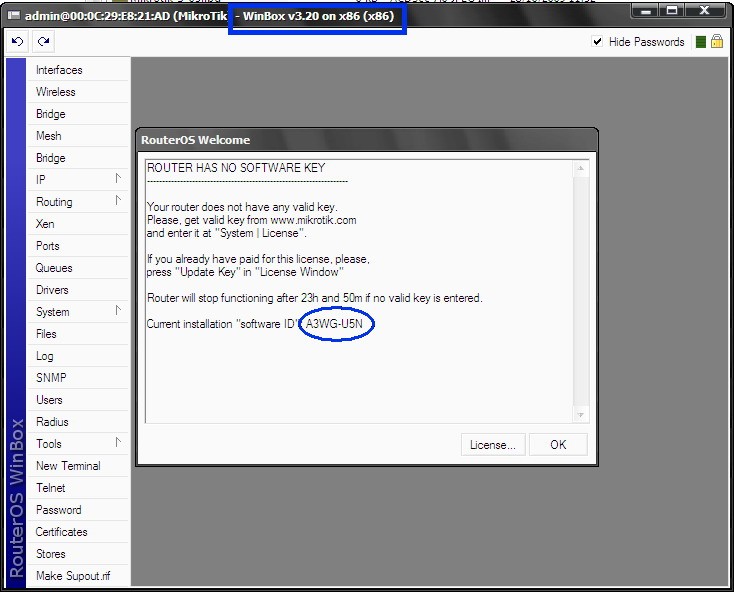 Mikrotik RouterOS License Information