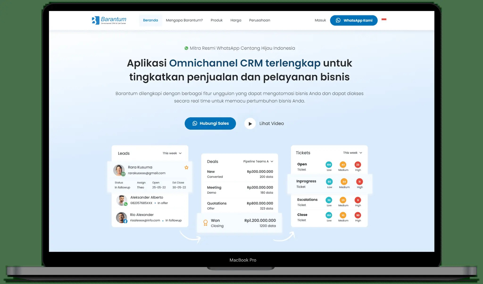 CRM showing customer information