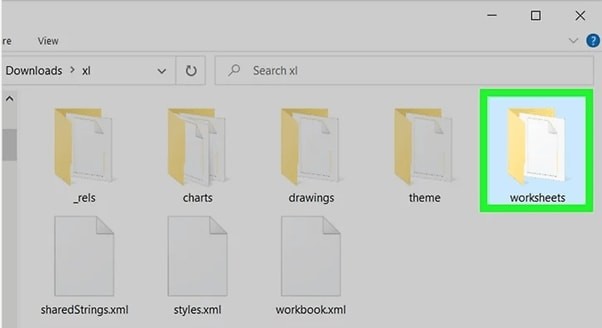 Open the worksheets folder