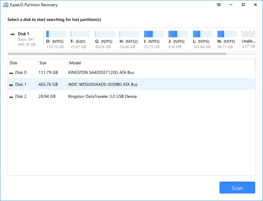 Launch EaseUS Partition Recovery