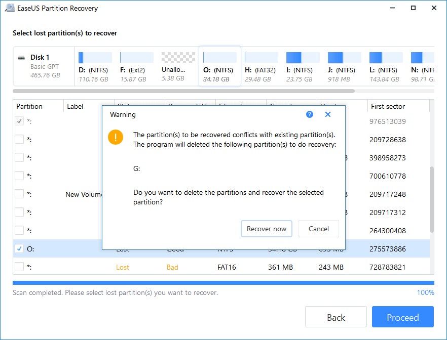 Recovering the lost partition