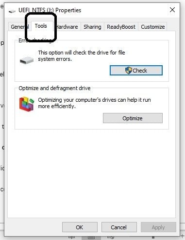 Navigating to the tools tab