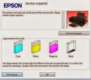 Epson T1100 printer displaying error message
