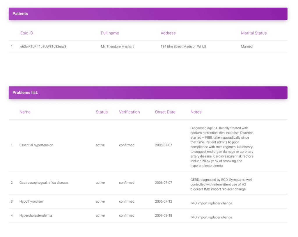 Telehealth app integrated with Epic EHR/EMR via Epic USCDI API