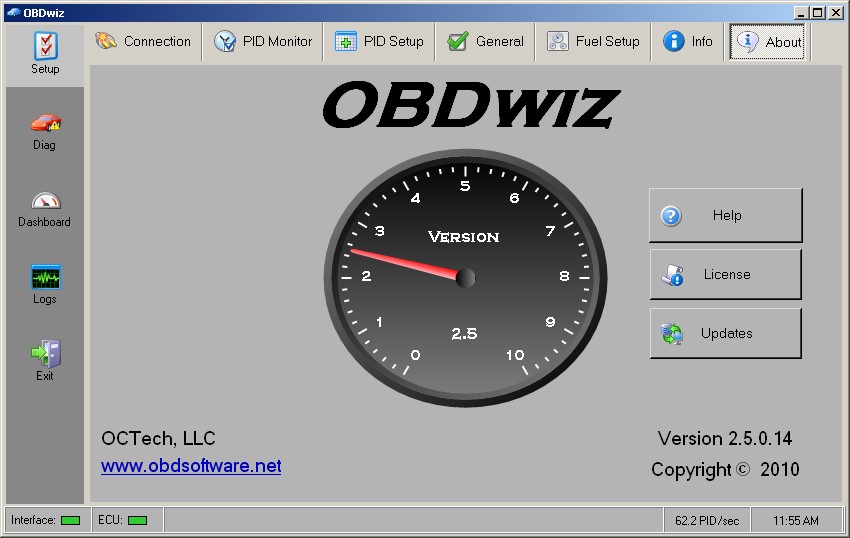 OBDwiz About Tab