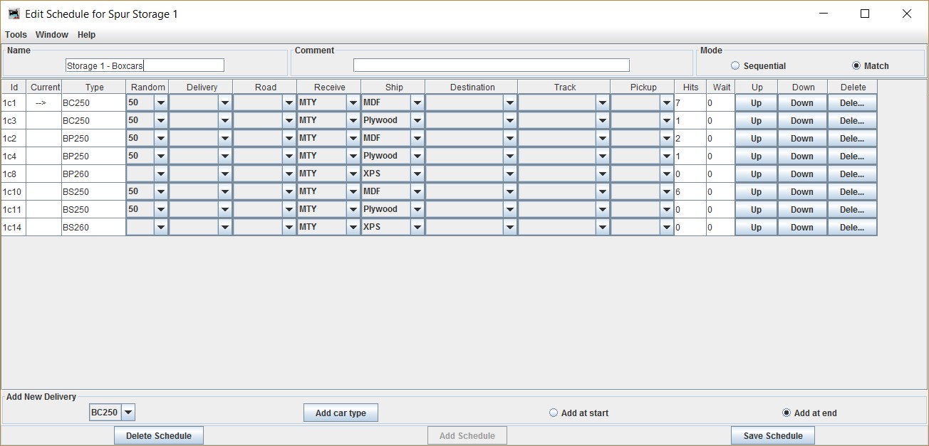Storage 1 Schedule