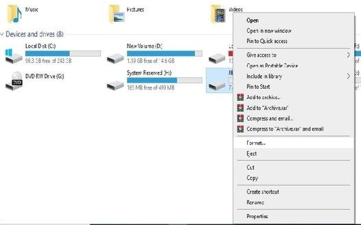 Formatting the USB drive
