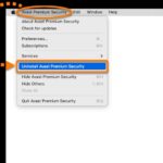 Accessing Uninstall Option from Avast Security Menu Bar
