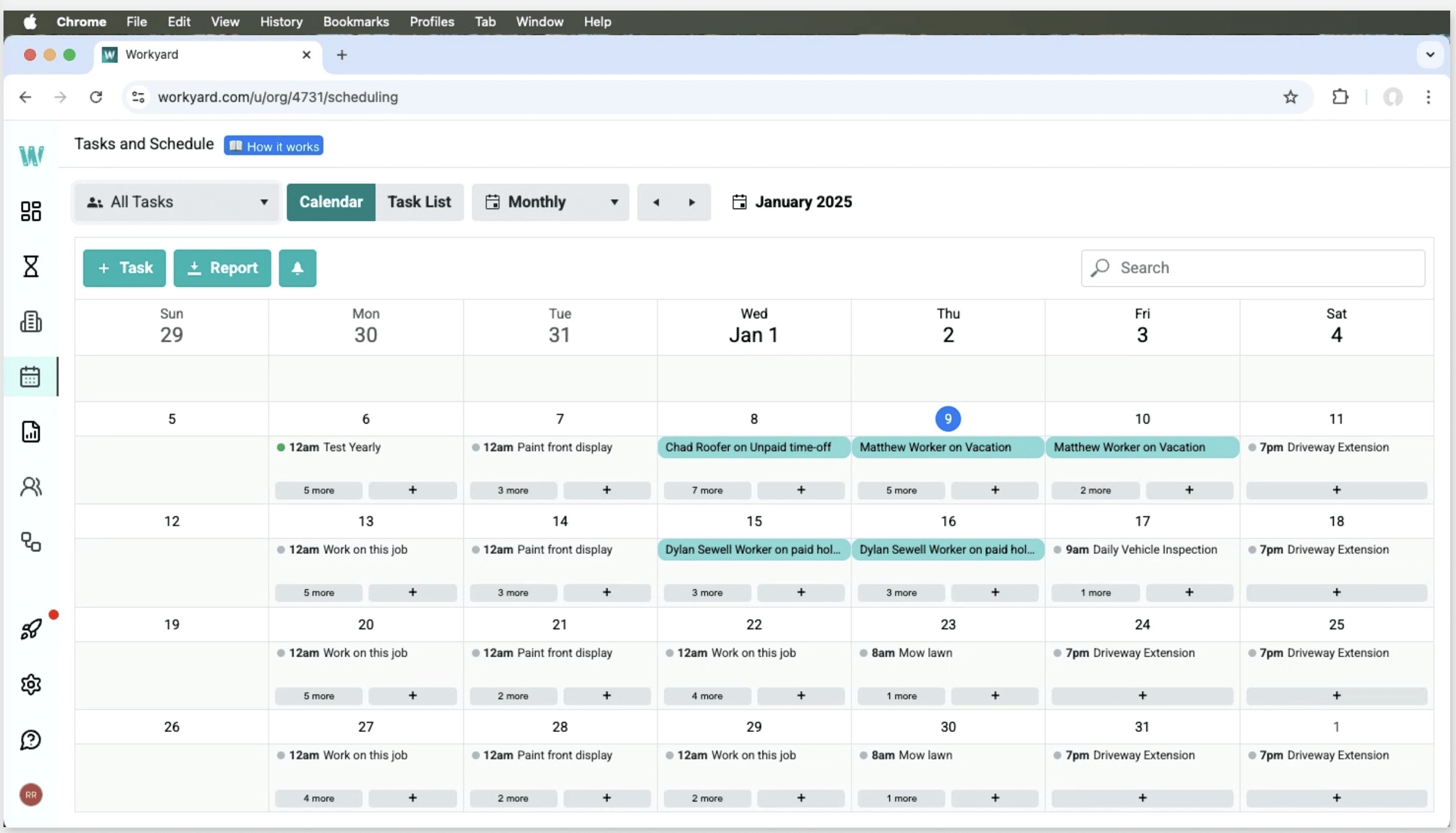 Drag and drop interface for scheduling tasks efficiently