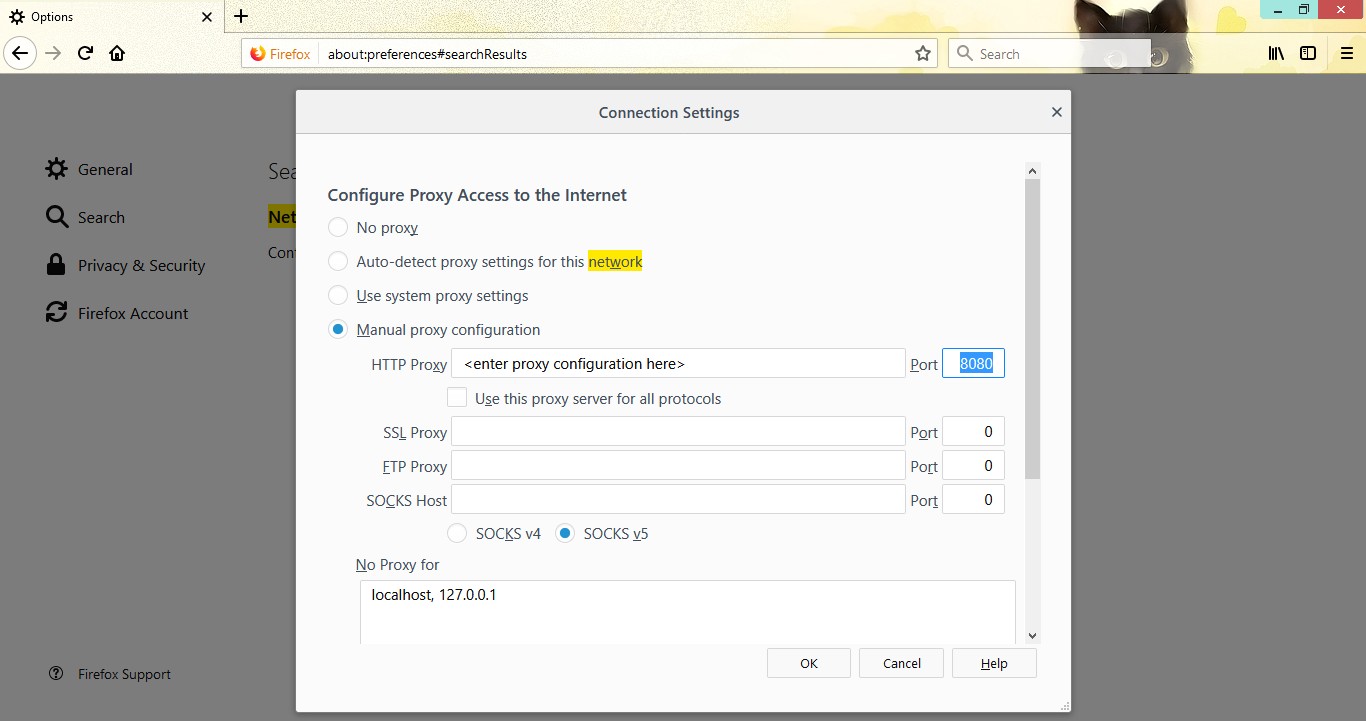 Configuring proxy settings in Firefox to bypass YouTube restrictions